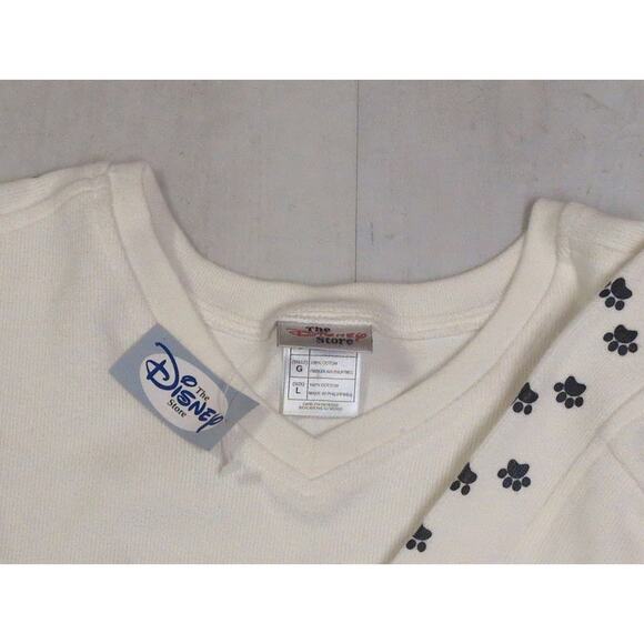 Vintage 90s Women L Disney 101 Dalmatians Paw Print Sweater Pullover V-Neck NOS - Picture 11 of 11